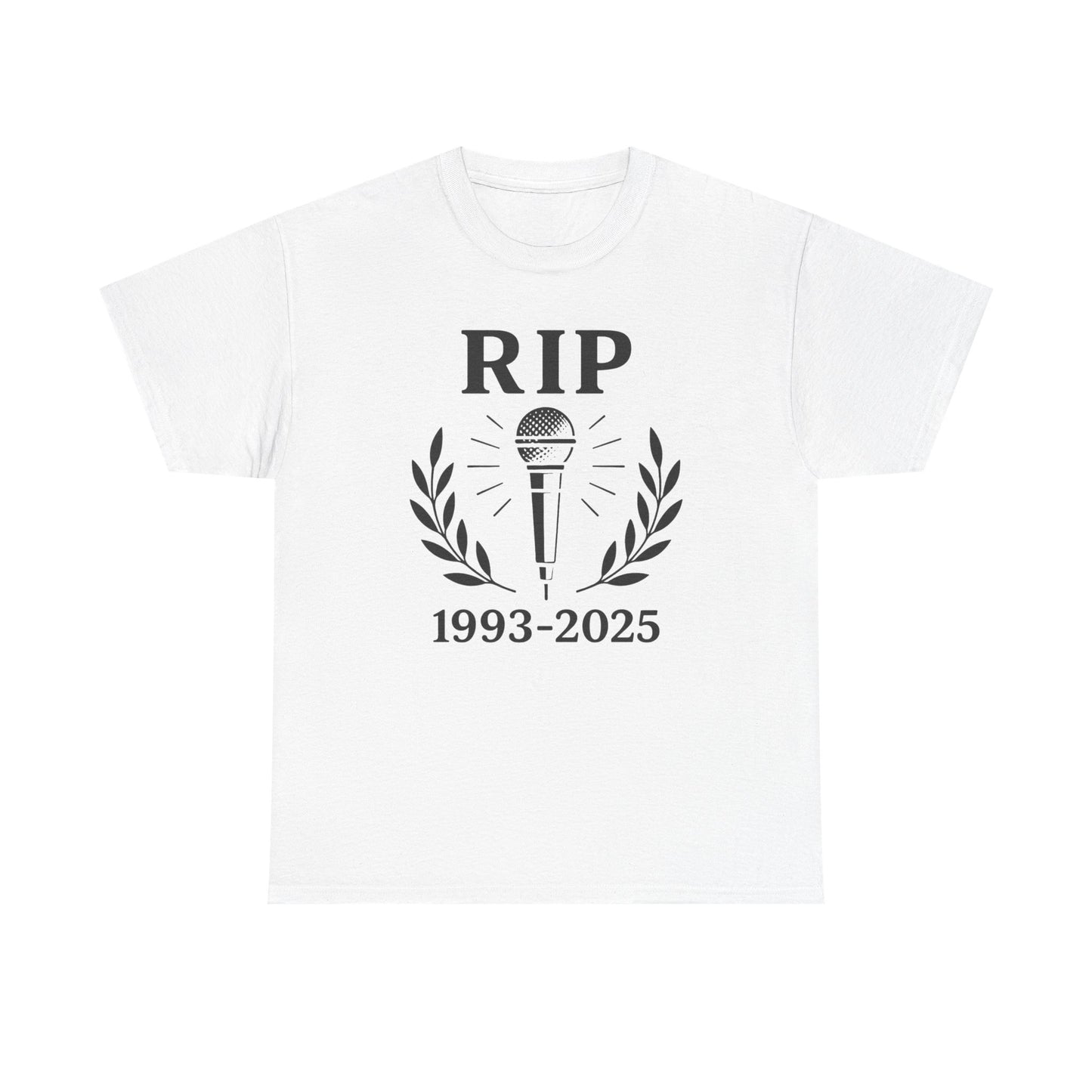 Memorial Tribute Tee, RIP Mic Shirt, Music Lover's Gift, Unisex Cotton T-Shirt, In Memory of Artists, Casual Wear