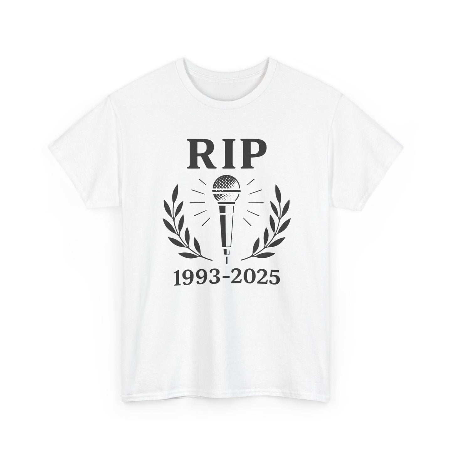 Memorial Tribute Tee, RIP Mic Shirt, Music Lover's Gift, Unisex Cotton T-Shirt, In Memory of Artists, Casual Wear